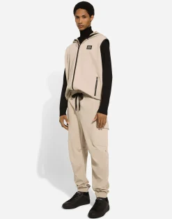 Stretch cotton cargo pants with tag