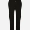Stretch cotton jogging pants with plate
