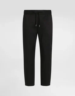 Stretch cotton jogging pants with tag