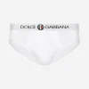 Stretch cotton mid-rise briefs with crest