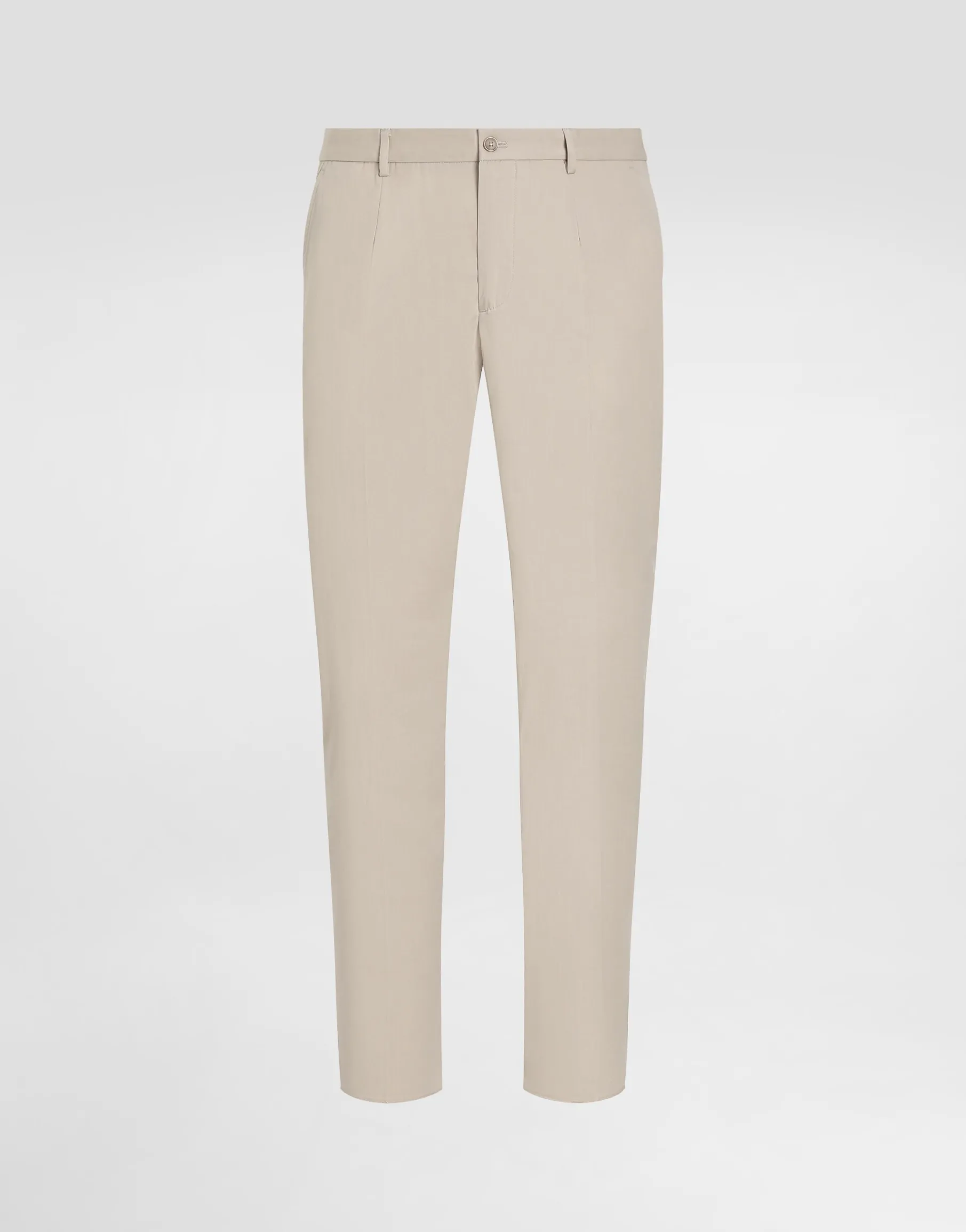 Stretch cotton pants with branded tag