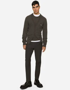 Stretch cotton pants with DG patch