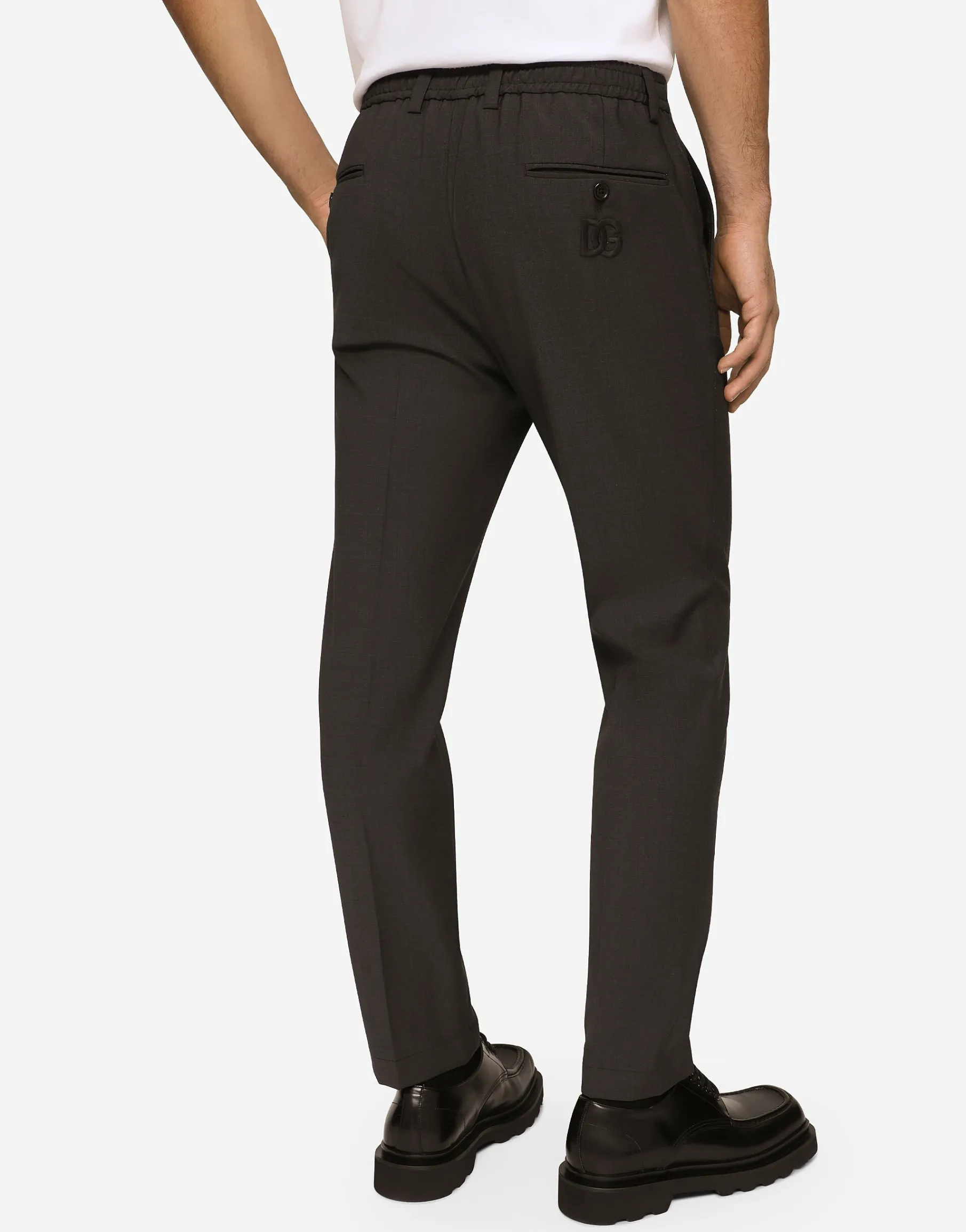 Stretch cotton pants with DG patch