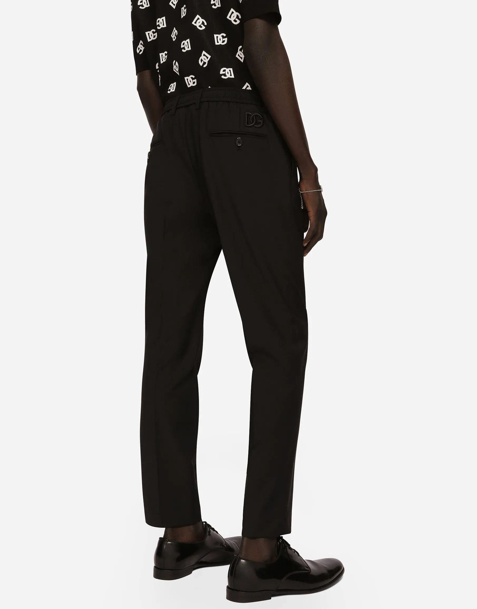 Stretch cotton pants with DG embroidery