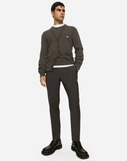 Stretch cotton pants with DG patch