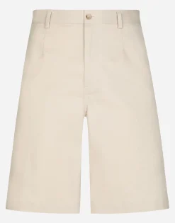 Stretch cotton shorts with branded tag