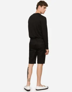 Stretch cotton shorts with DG embroidery