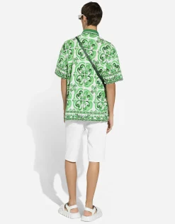 Stretch cotton shorts with DG patch