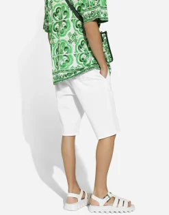 Stretch cotton shorts with DG patch