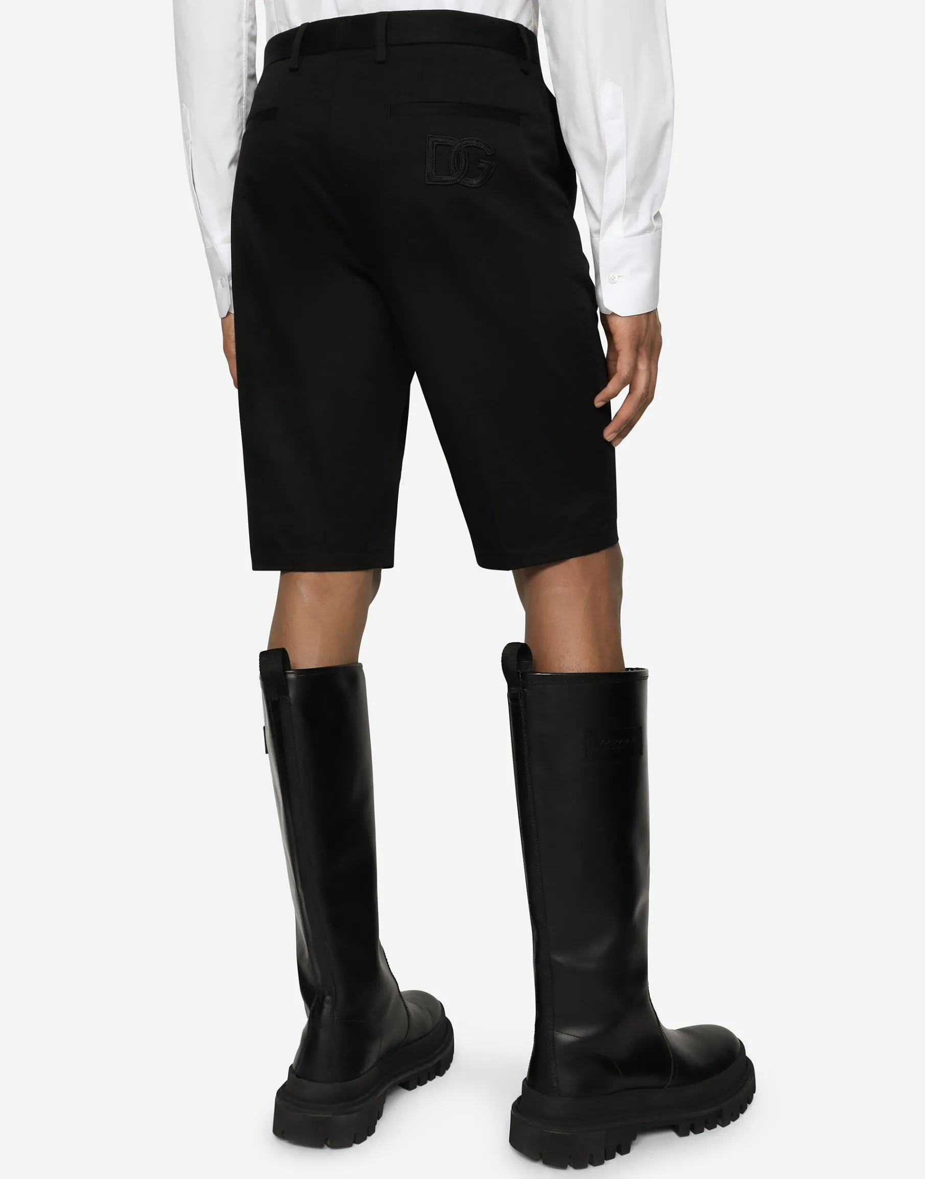 Stretch cotton shorts with DG patch