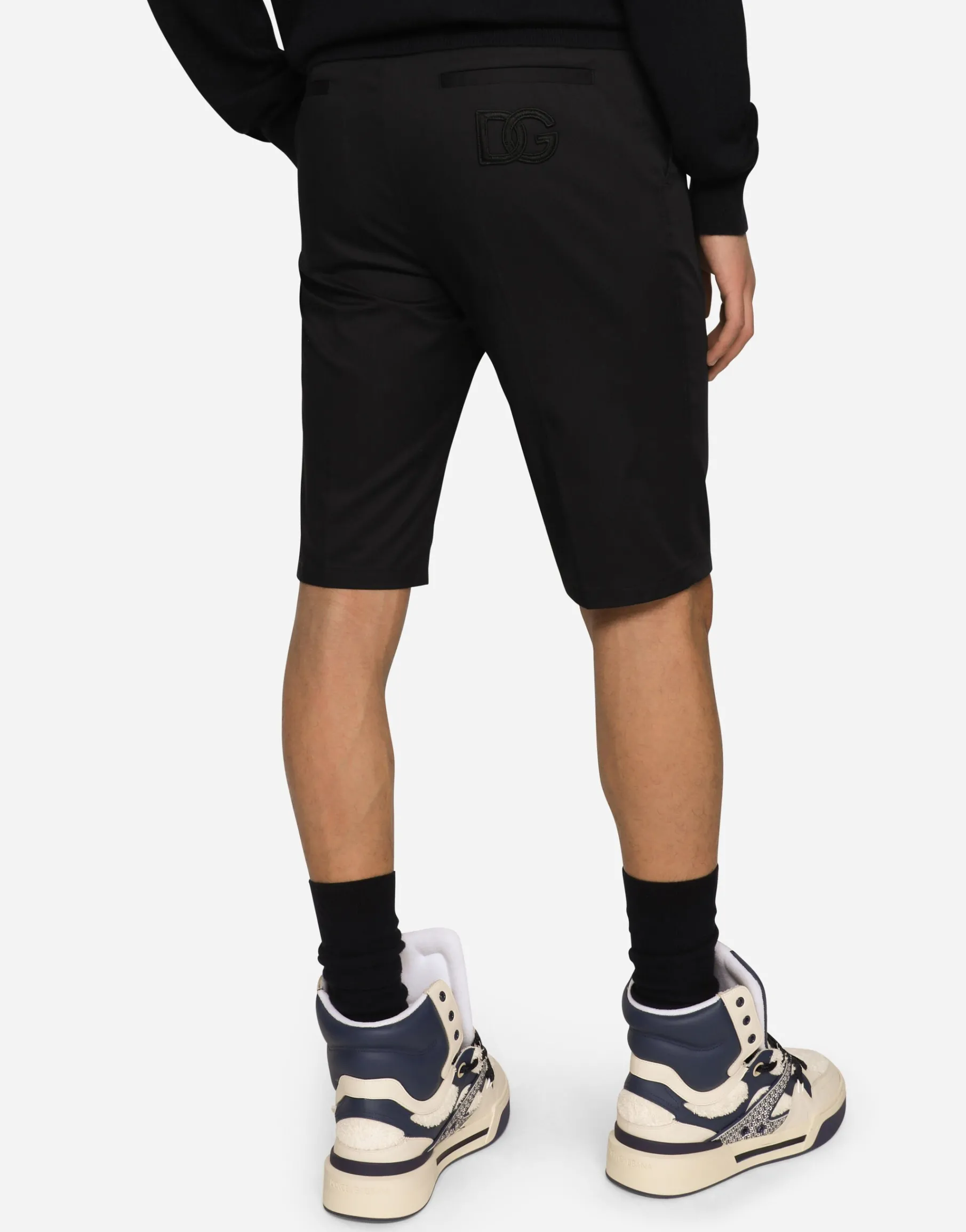 Stretch cotton shorts with DG patch