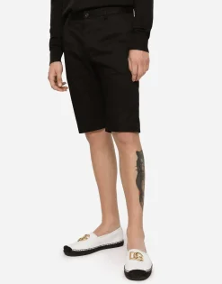 Stretch cotton shorts with DG embroidery
