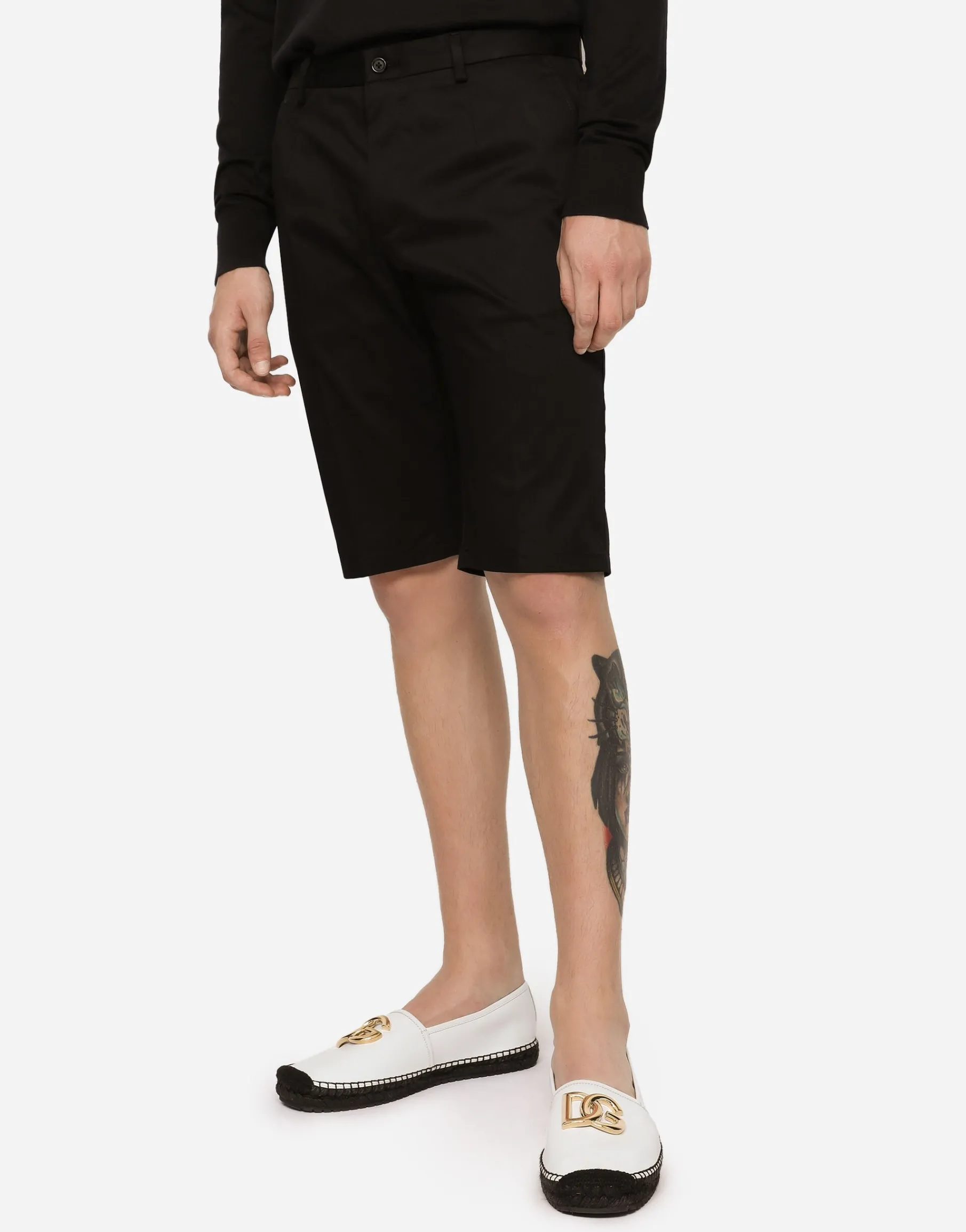 Stretch cotton shorts with DG embroidery