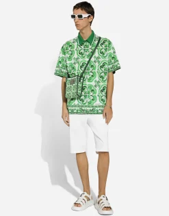 Stretch cotton shorts with DG patch