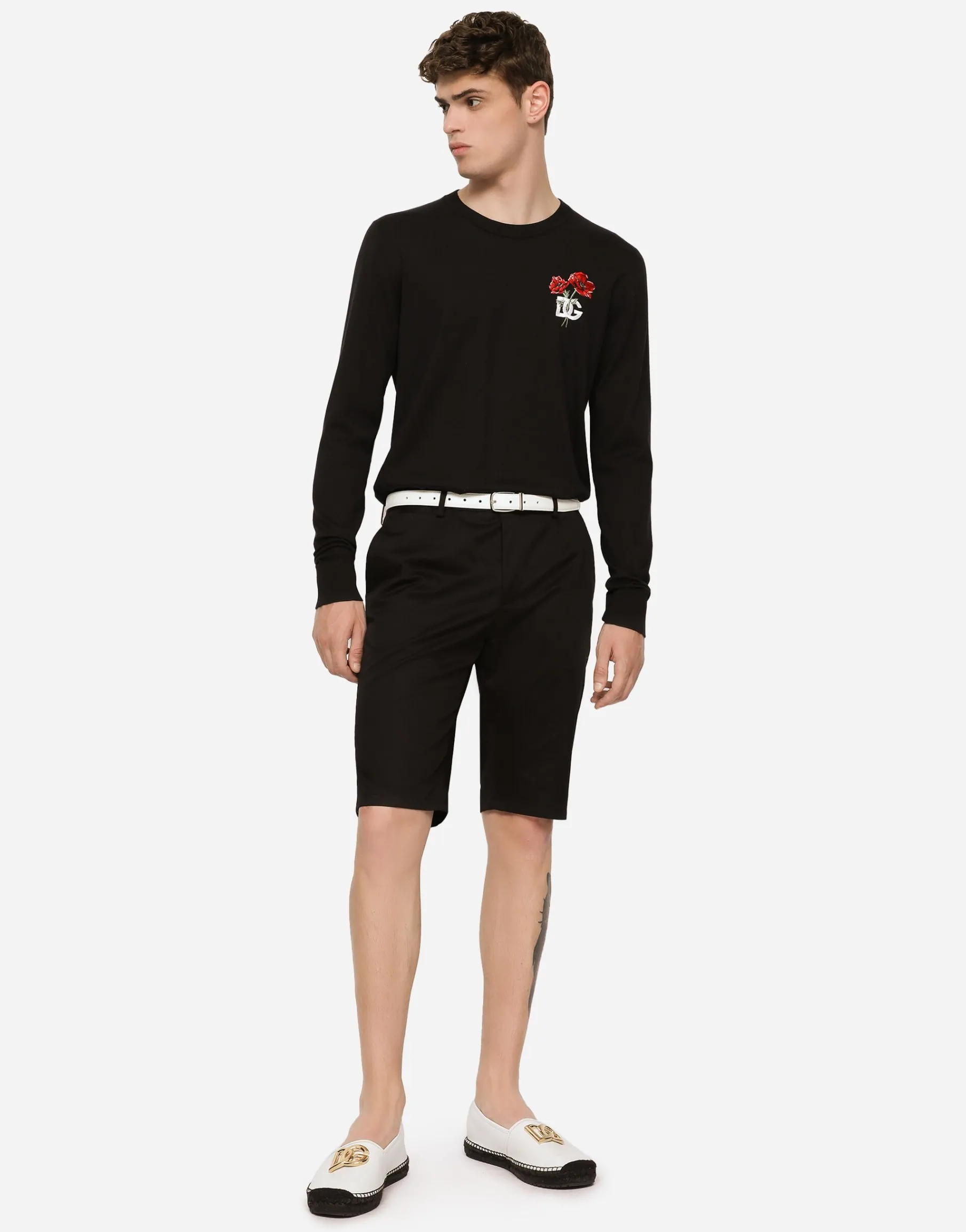 Stretch cotton shorts with DG embroidery