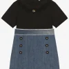 Stretch denim and jersey dress with DG logo