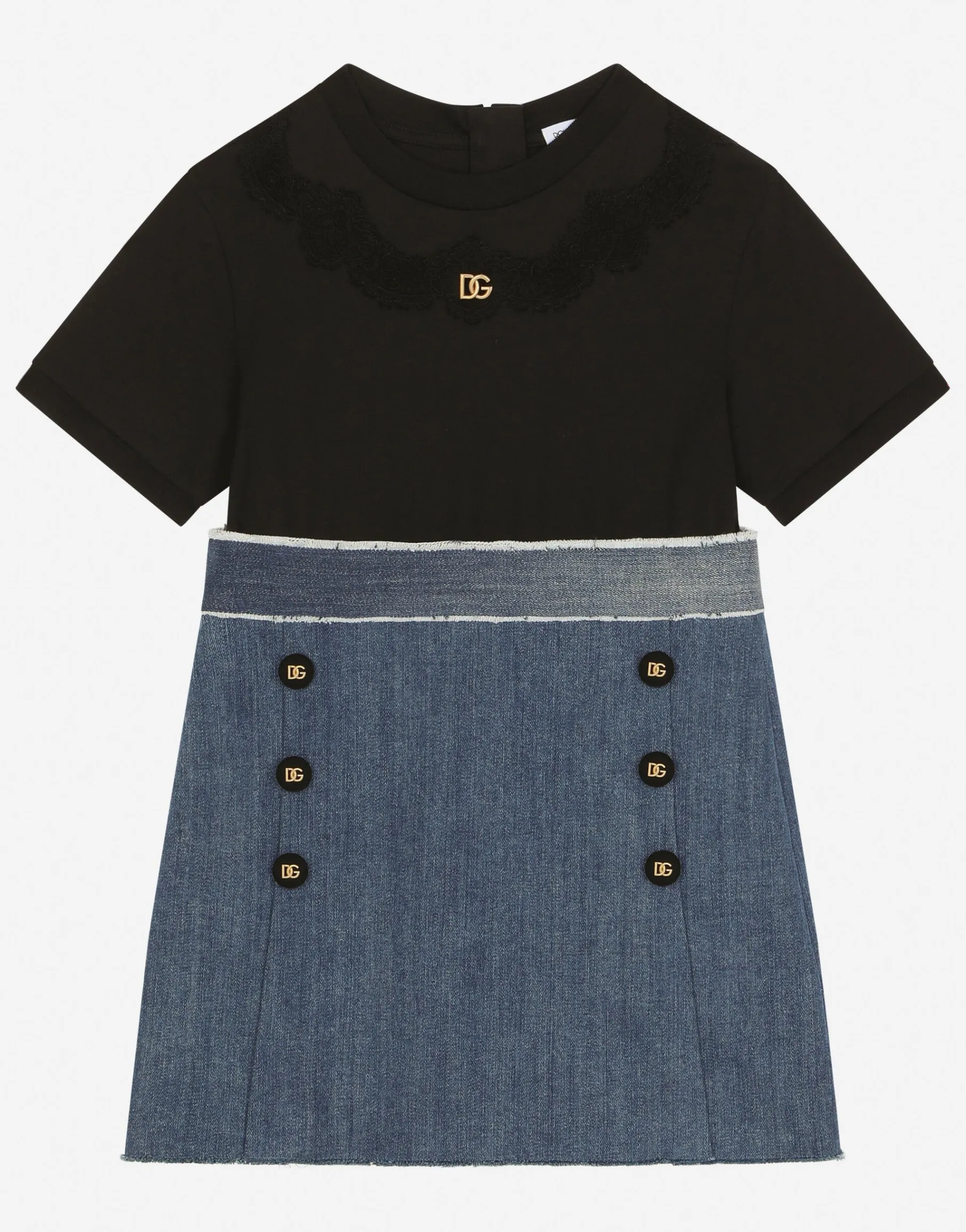 Stretch denim and jersey dress with DG logo