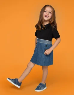 Stretch denim and jersey dress with DG logo