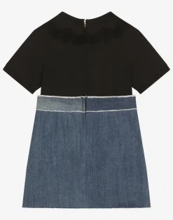 Stretch denim and jersey dress with DG logo