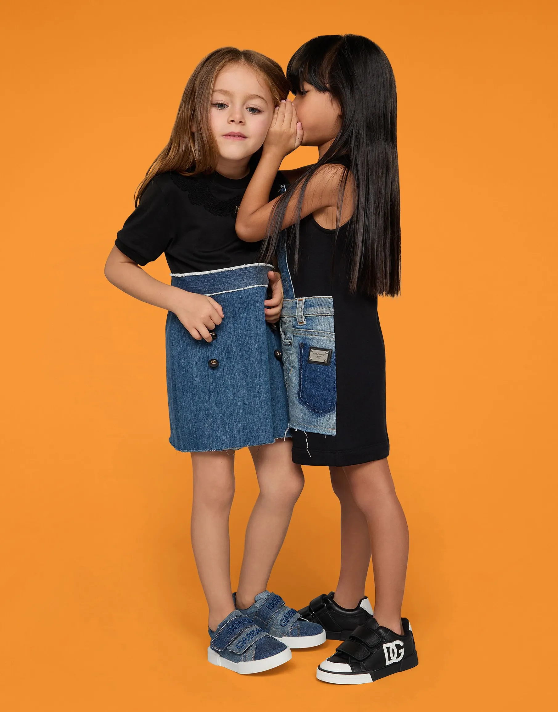 Stretch denim and jersey dress with DG logo