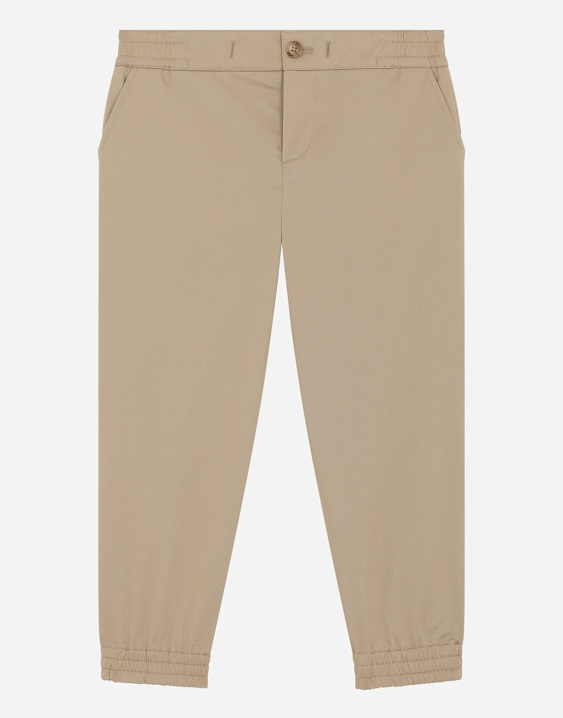 Stretch gabardine pants with logo tag