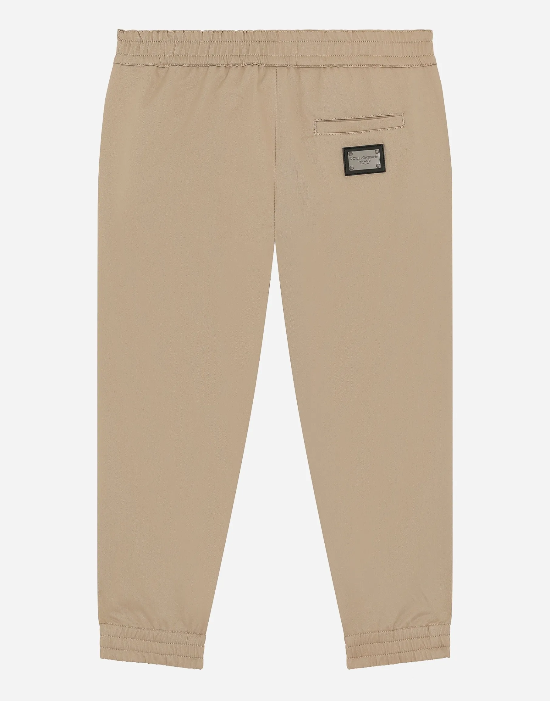 Stretch gabardine pants with logo tag
