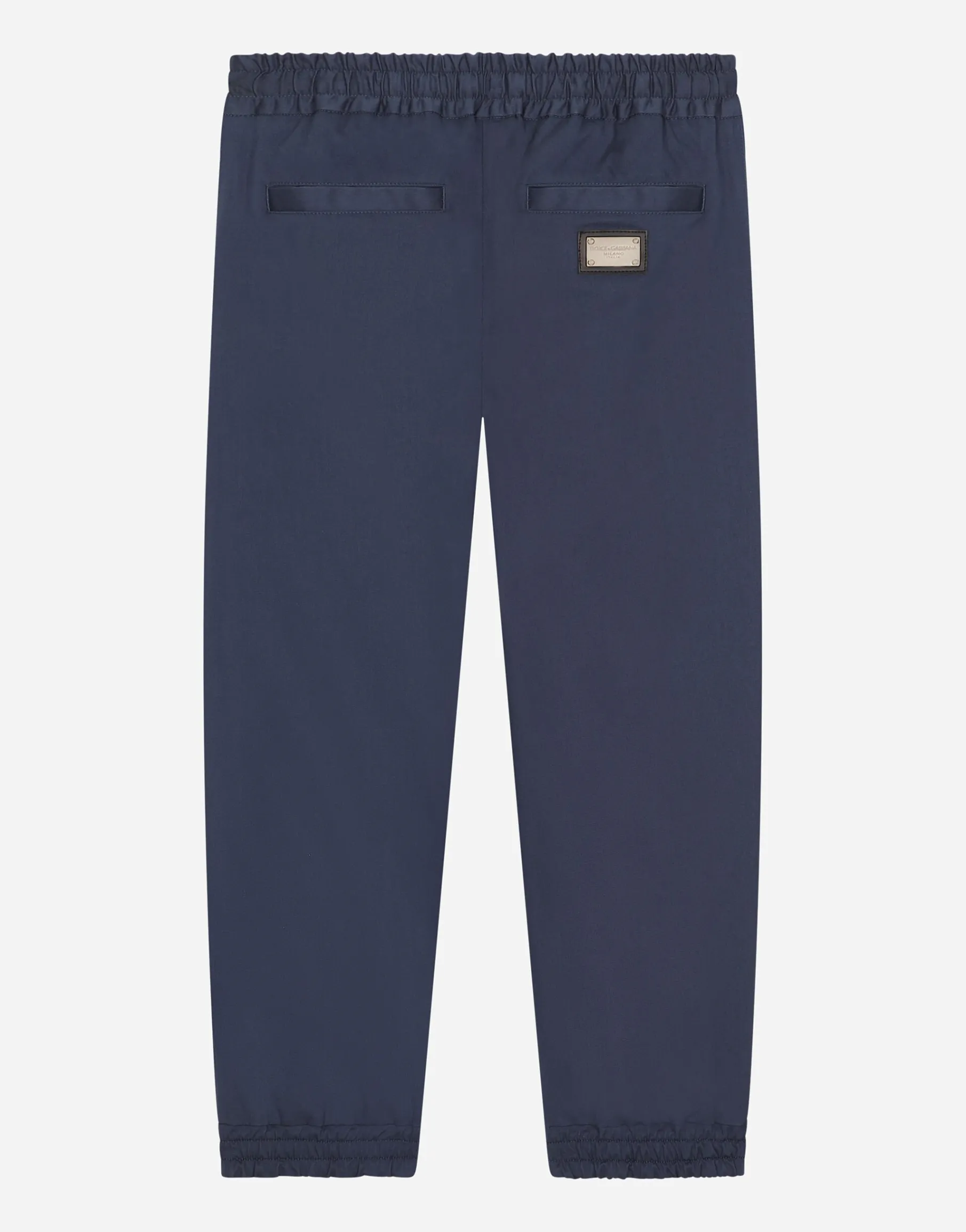Stretch gabardine pants with logo tag