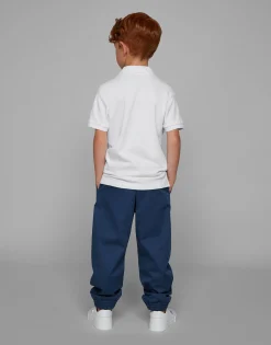 Stretch gabardine pants with logo tag