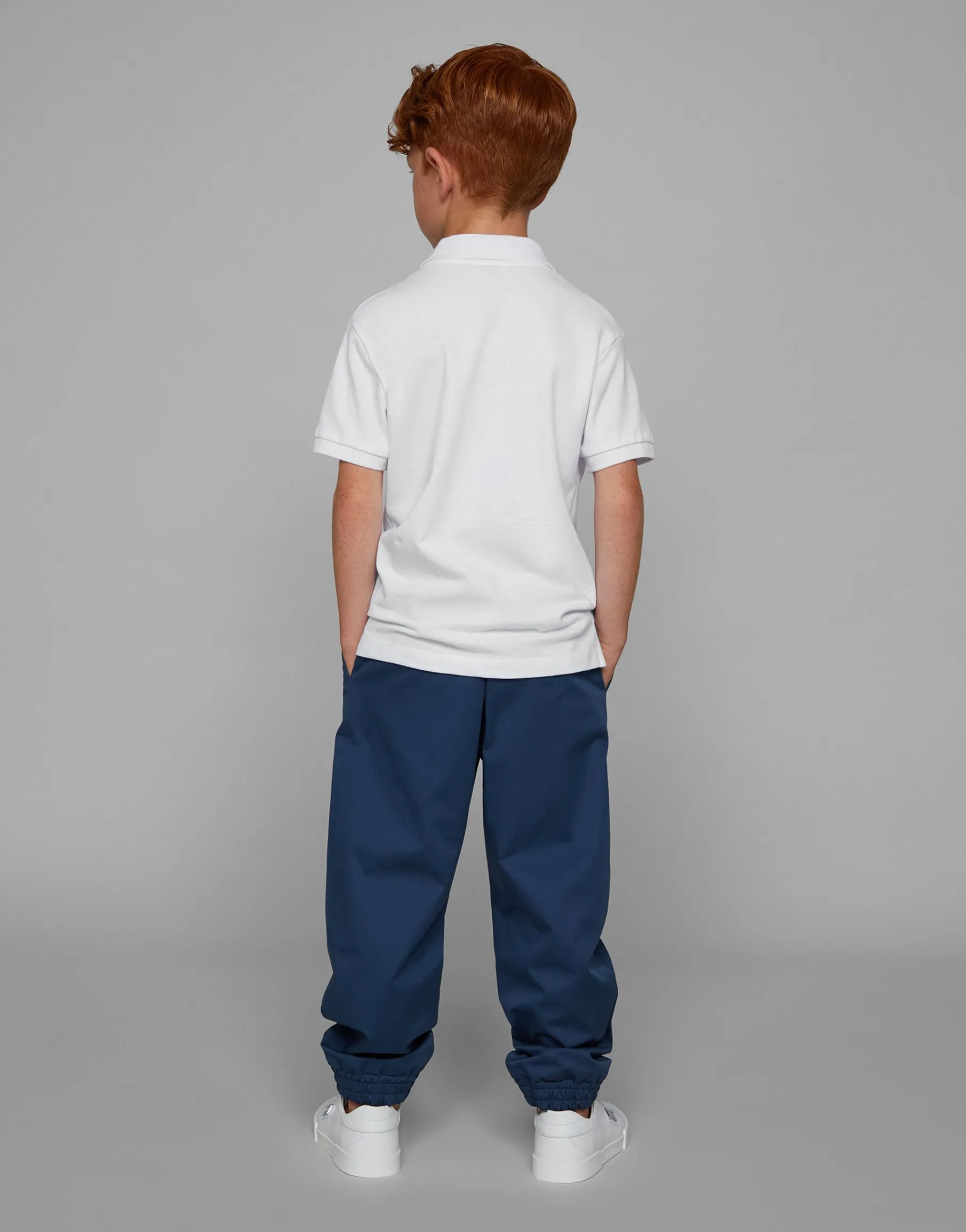 Stretch gabardine pants with logo tag