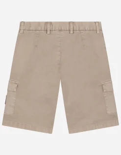 Stretch gabardine shorts with logo tag