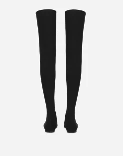 Stretch jersey thigh-high boots