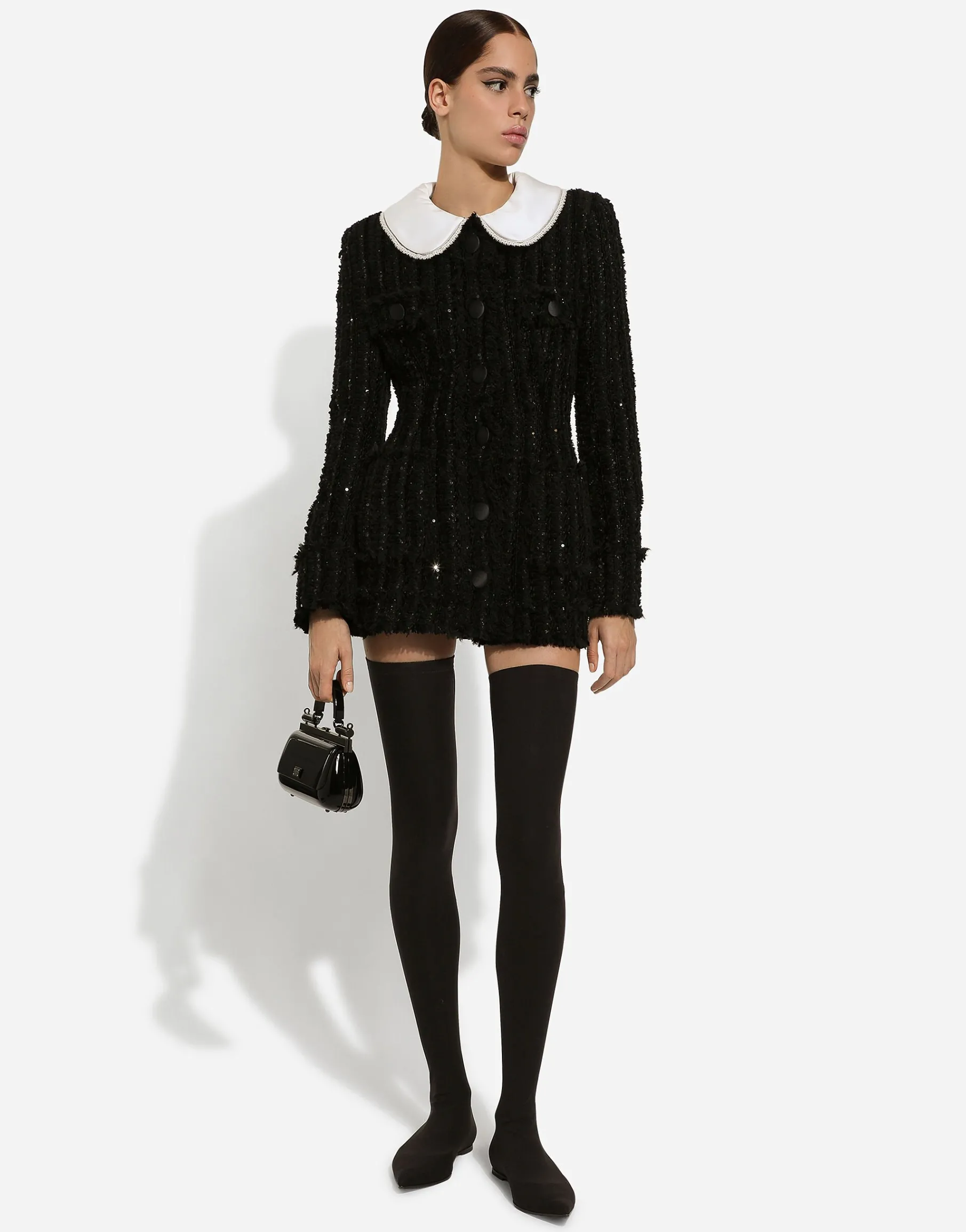 Stretch jersey thigh-high boots