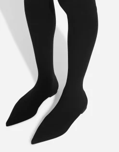 Stretch jersey thigh-high boots