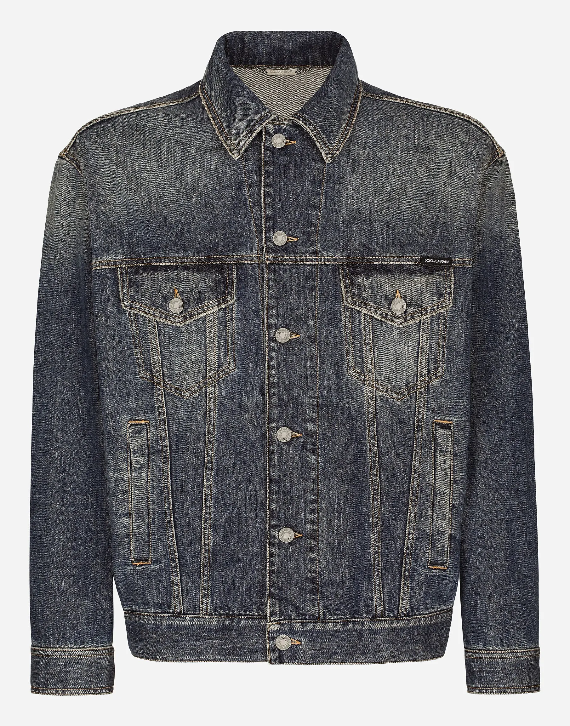 Stretch light blue wash denim jacket