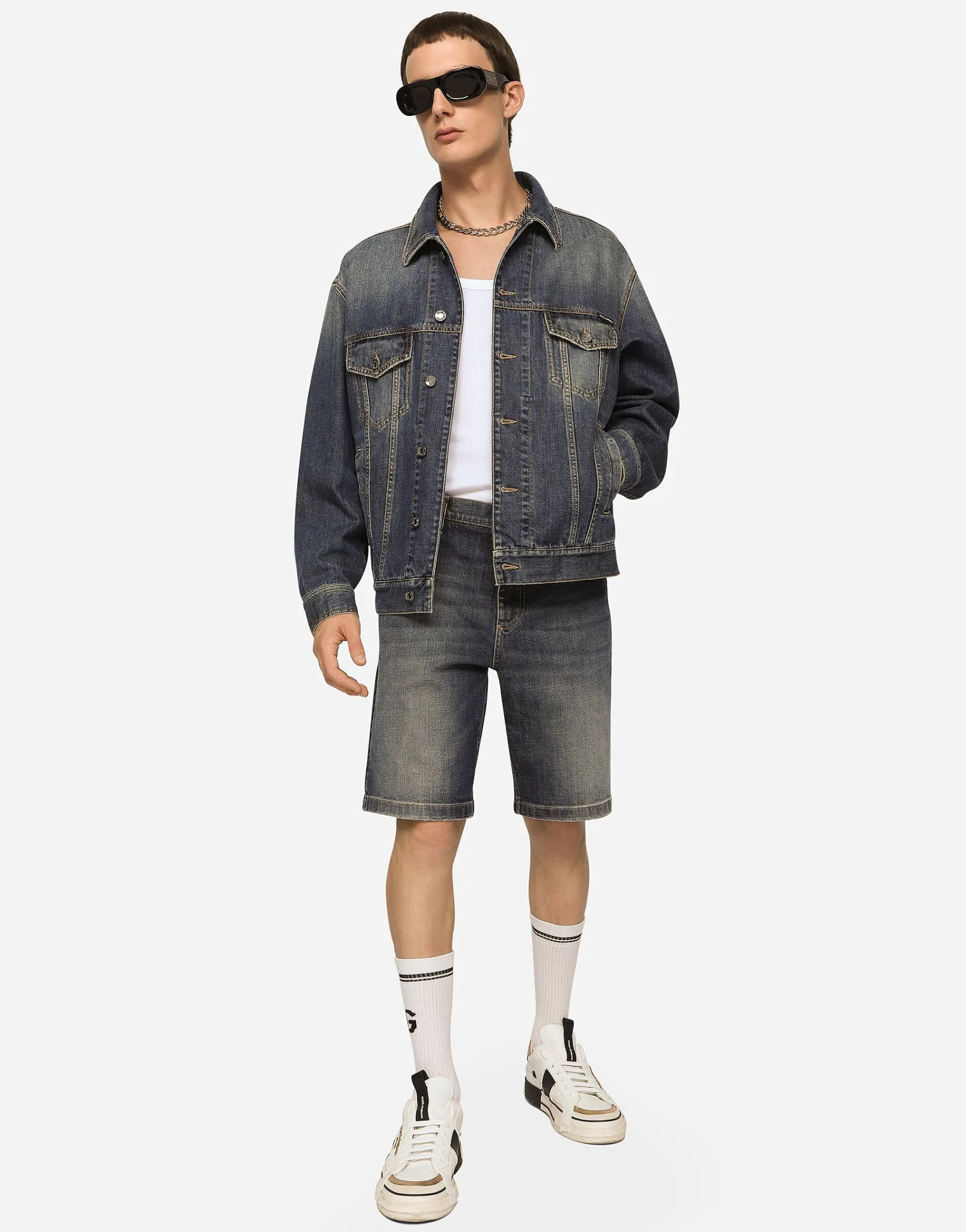 Stretch light blue wash denim jacket