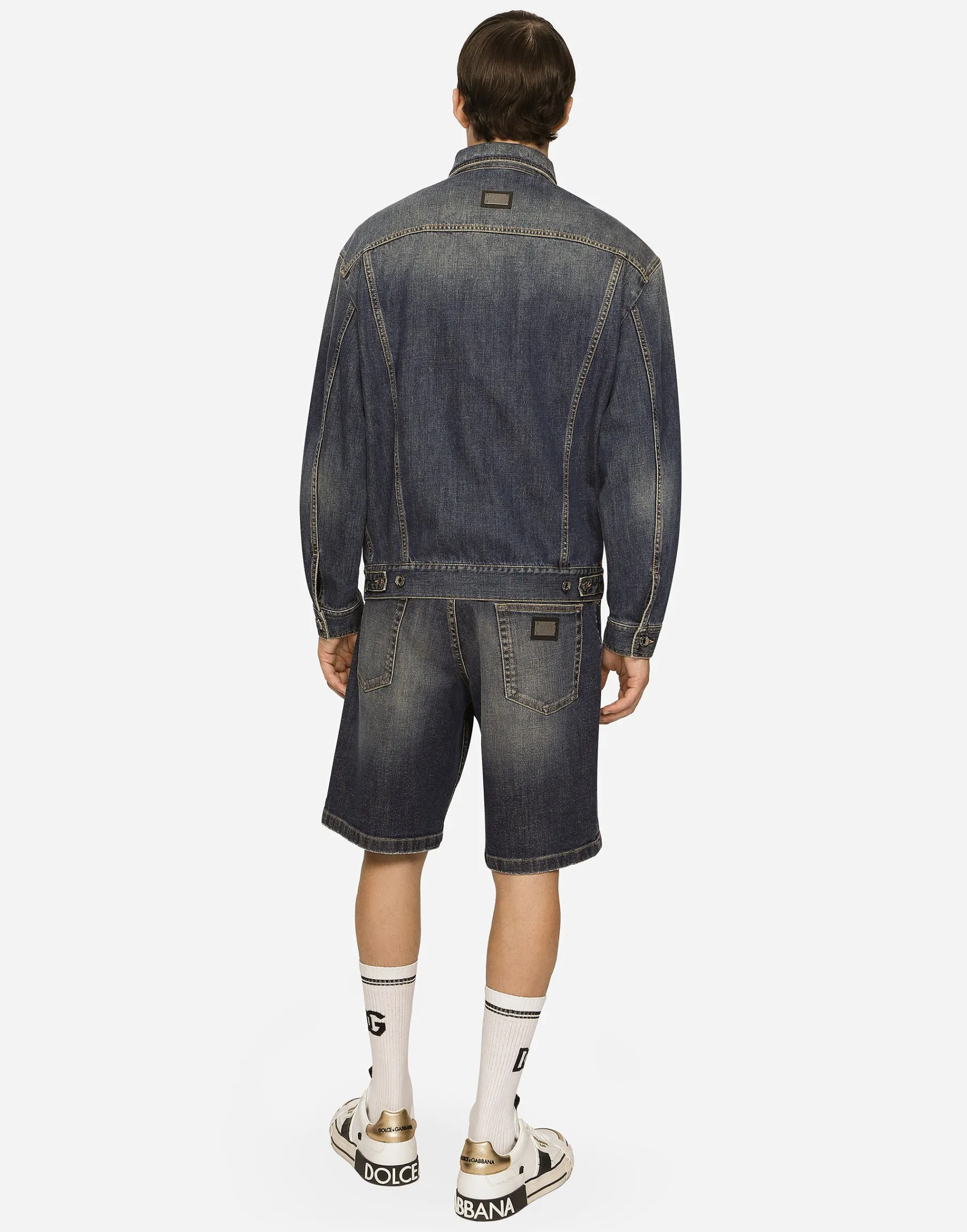 Stretch light blue wash denim jacket