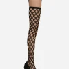 Stretch mesh thigh-high boots