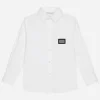 Stretch poplin shirt with logo tag