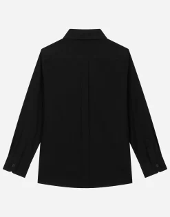 Stretch poplin shirt with logo tag