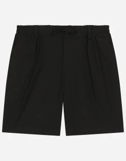 Stretch poplin shorts with logo tag