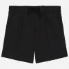 Stretch poplin shorts with logo tag