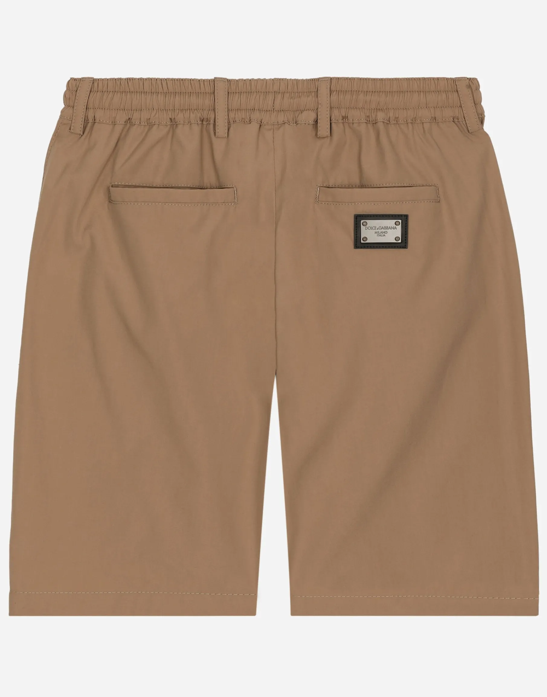 Stretch poplin shorts with logo tag