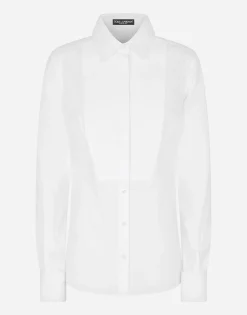 Stretch poplin tuxedo shirt