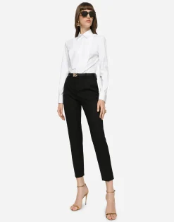 Stretch poplin tuxedo shirt