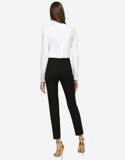 Stretch poplin tuxedo shirt