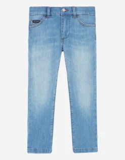 Stretch slim fit baby blue jeans