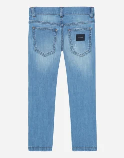 Stretch slim fit baby blue jeans