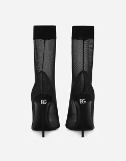 Stretch tulle ankle boots