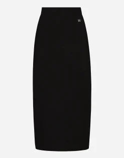Stretch viscose knit pencil skirt with DG logo