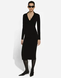 Stretch viscose knit pencil skirt with DG logo